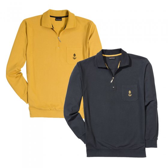 Poloshirt m.lange mouwen,camel 