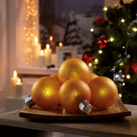 LED-kerstballen met afstandsbediening 6 stuks 