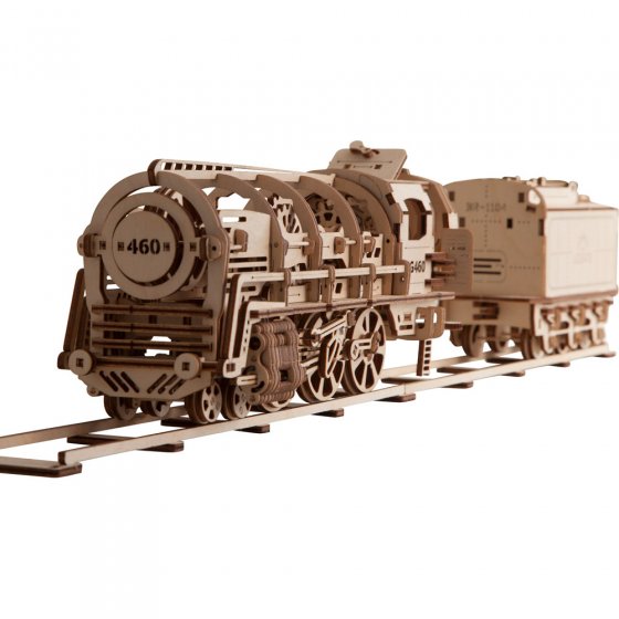 Houten modelbouwset stoomlocomotief 