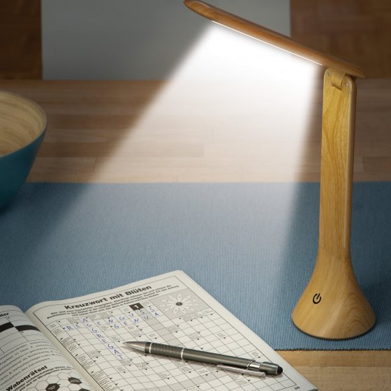 Mobiele lamp in hout-look 
