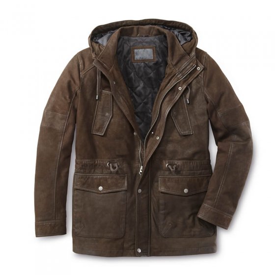 Leren parka 60 | Bruin