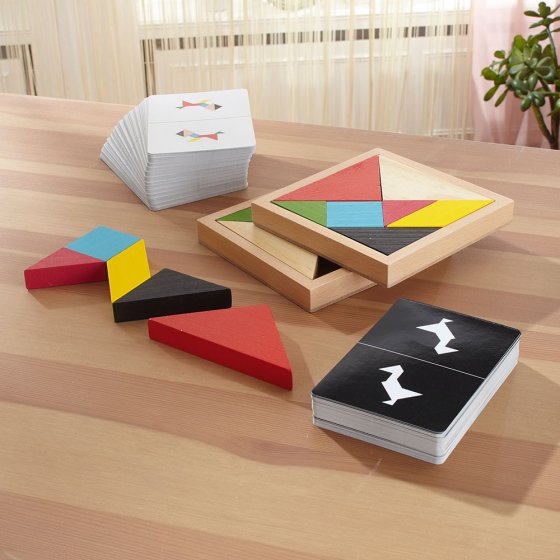 Houten tangramspel Set van 2 stuks