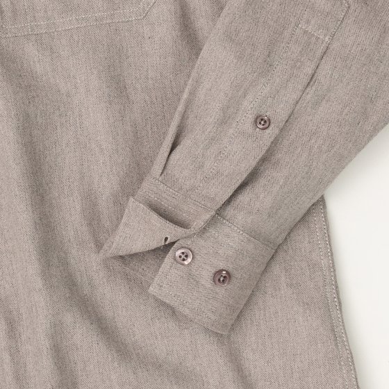 Flanellen overhemd met doorlopende ritssluiting 3XL (47/48) | Taupe