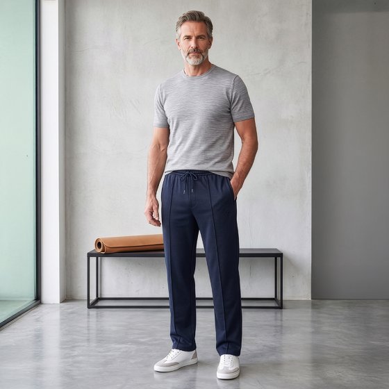 Vrijetijdsbroek met biezen 26 | Marine#Zwart
