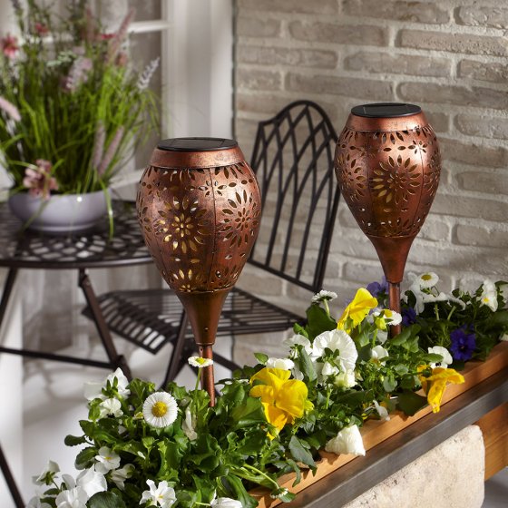 Metalen tuinfakkel op zonne-energie (set van 2) 