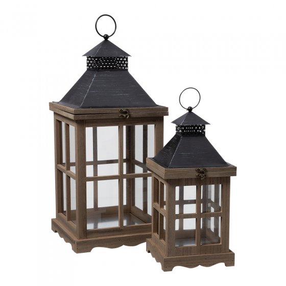 Set van 2 houten lantaarns  