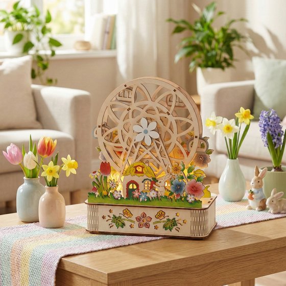 Draaiende houten reuzenrad 