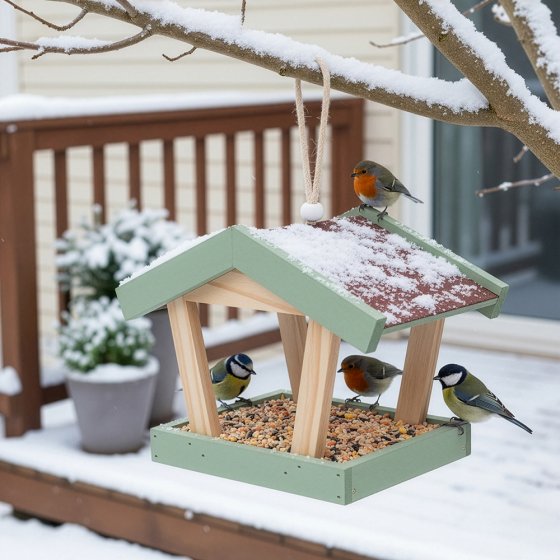 Houten vogelvoederhuisje 
