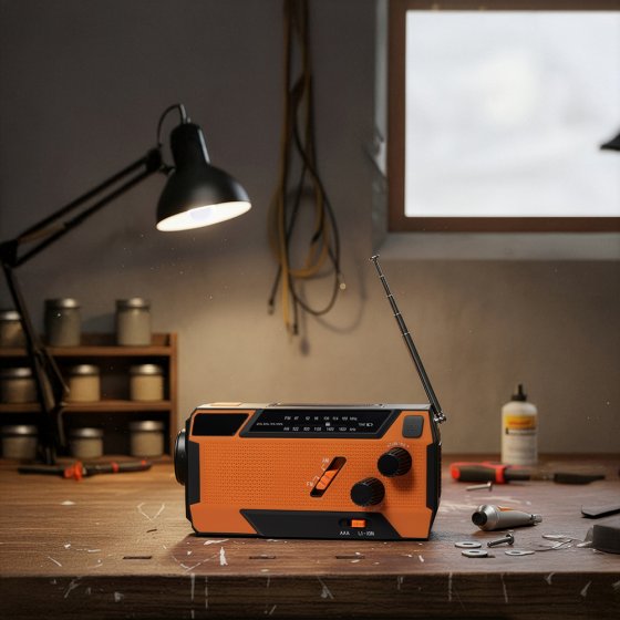 Radio met handmatige oplader en zonne-energie met geïntegreerde oplaadkabels 