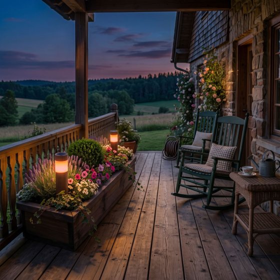 Lampen met vlammotief in houtlook 