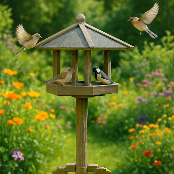 Vogelvoederhuisje op voet 