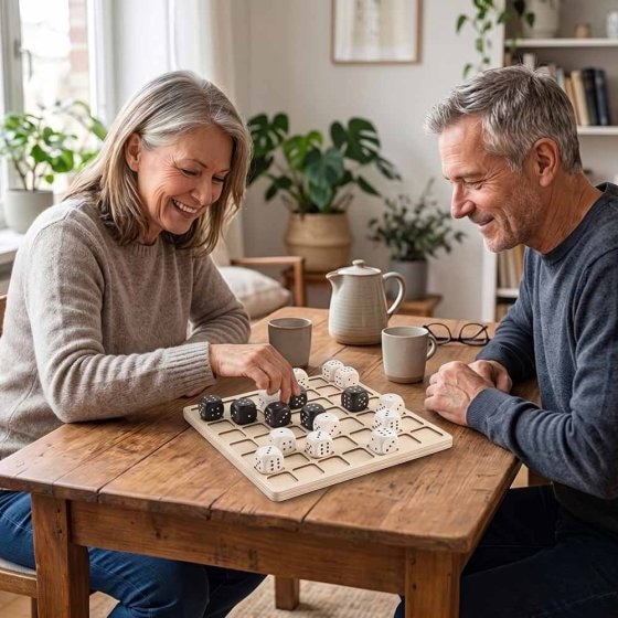 Houten spel "Dobbelstenen-dames" 