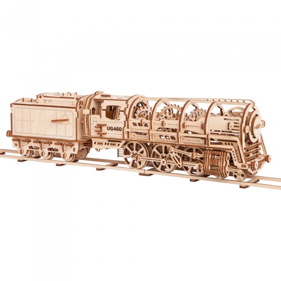 Houten modelbouwset stoomlocomotief