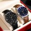 Herenhorloge met zwarte leren band - 4