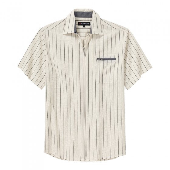 Seersuckerhemd met ritssluiting 