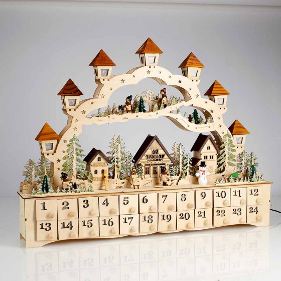 Grote lichtboog met adventskalender