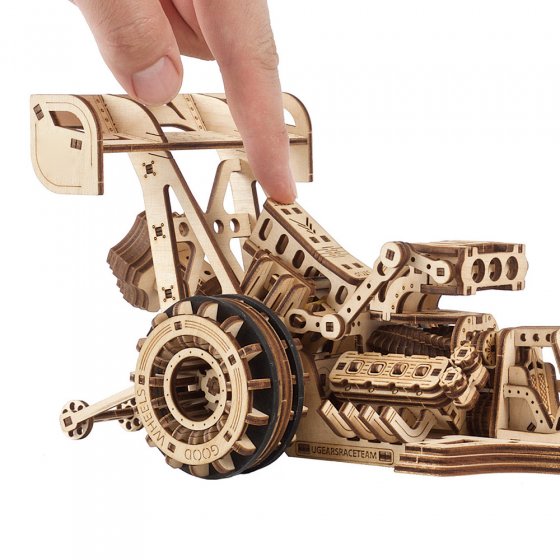 Houten model Dragster-raceauto 