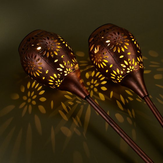 Metalen tuinfakkel op zonne-energie (set van 2) 