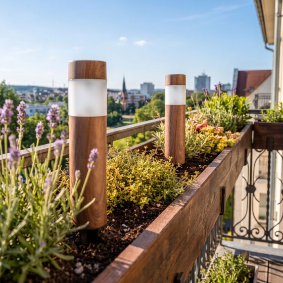 Lampen met vlammotief in houtlook 