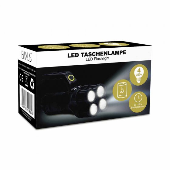 Zaklamp met 4 leds en handvat 