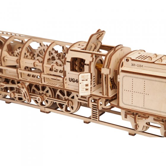 Houten modelbouwset stoomlocomotief