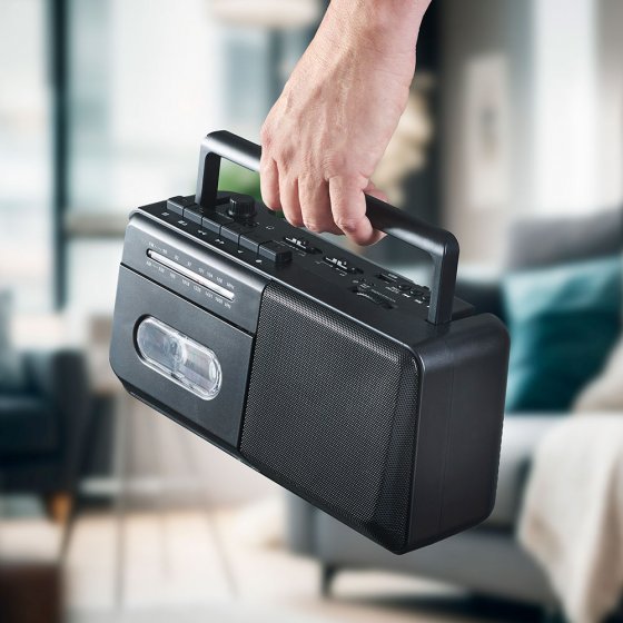 Draagbare cassetterecorder met opnamefunctie 