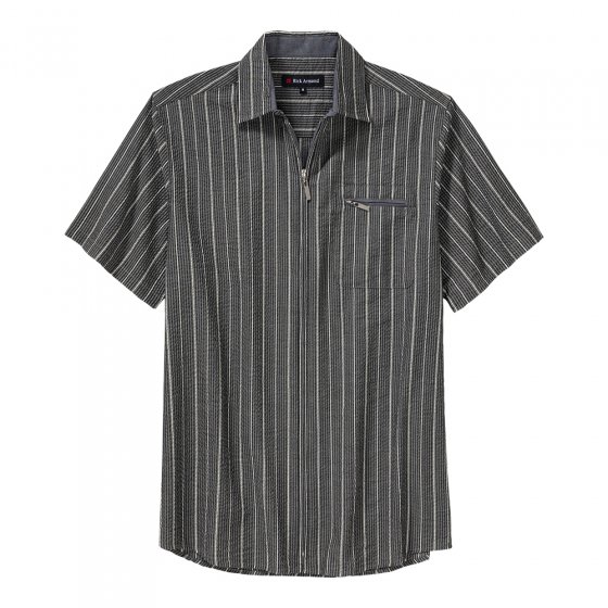 Seersuckerhemd met ritssluiting 