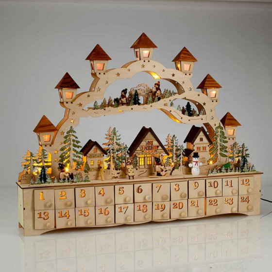 Grote lichtboog met adventskalender
