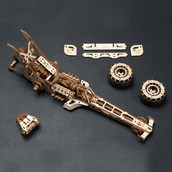 Houten model Dragster-raceauto 