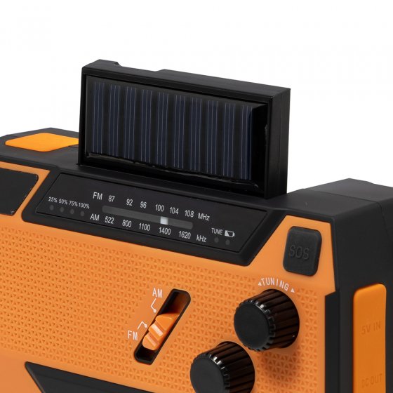 Radio met handmatige oplader en zonne-energie met geïntegreerde oplaadkabels 