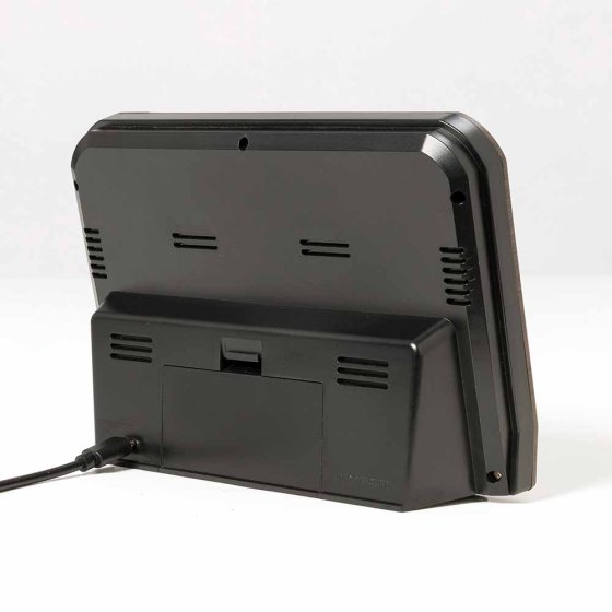 Op afstand bedienbaar tafelmodel weerstation in houtlook 