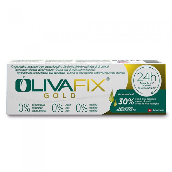 'OlivaFix'-kleefmiddel voor protheses