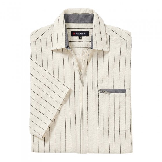 Seersuckerhemd met ritssluiting 