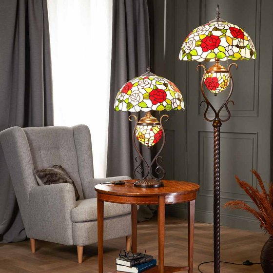 Tafellamp "Rozen" in Tiffany-stijl 