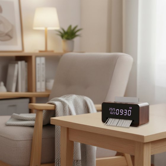 Tafelmodel papiervernietiger met klok