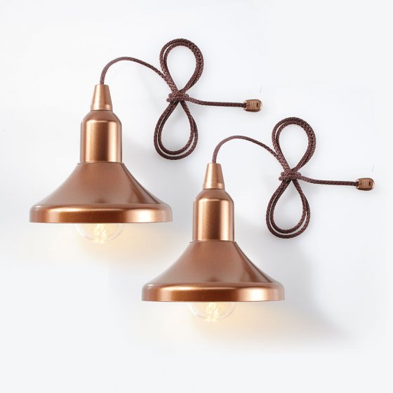 Draadloze lampen in koper-look Set van 2 stuks
