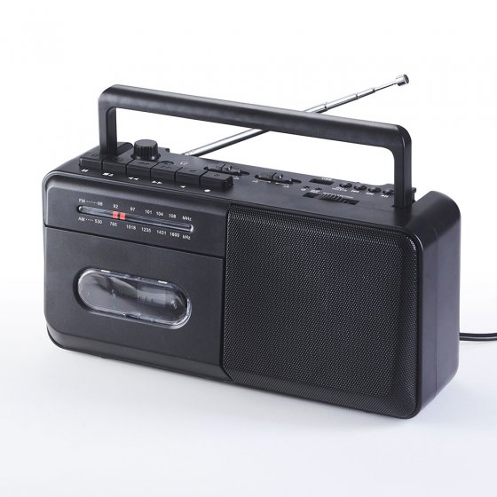 Draagbare cassetterecorder met opnamefunctie 